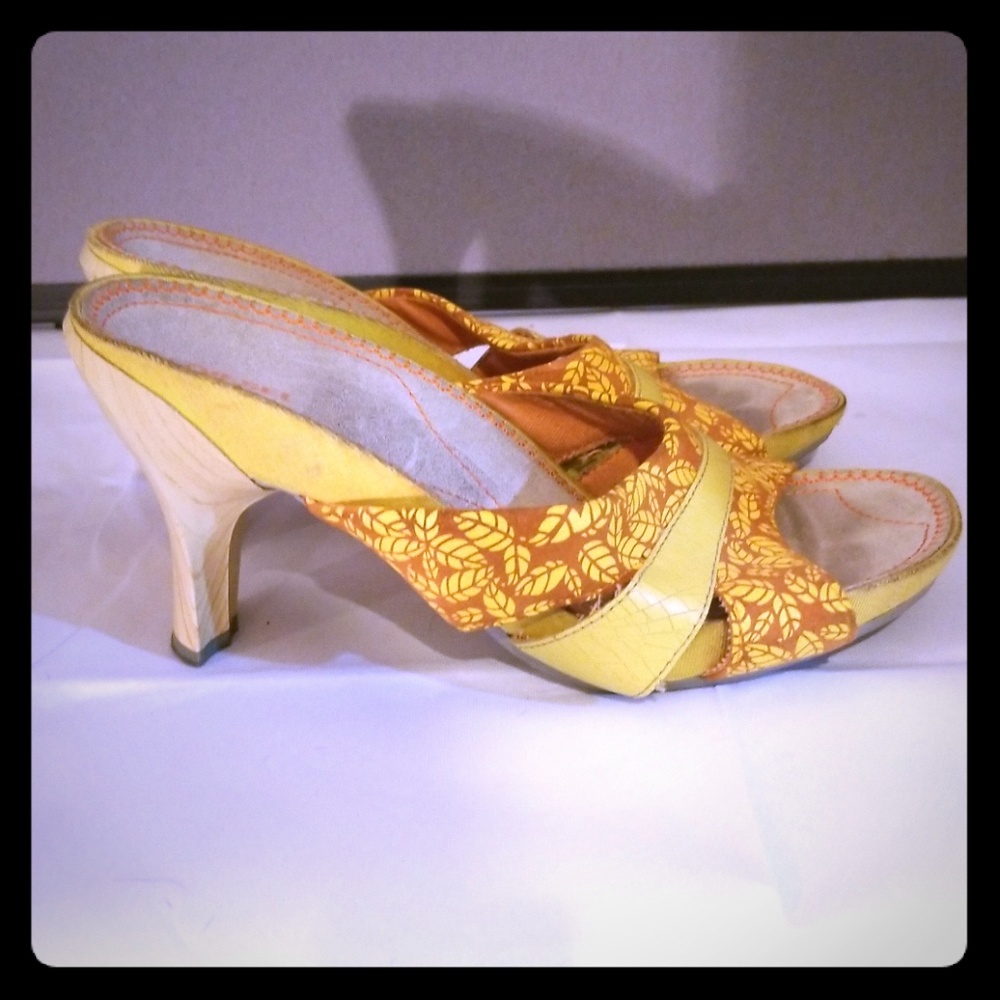 Yellow & Orange Wooden Diesel Sandals Size 7